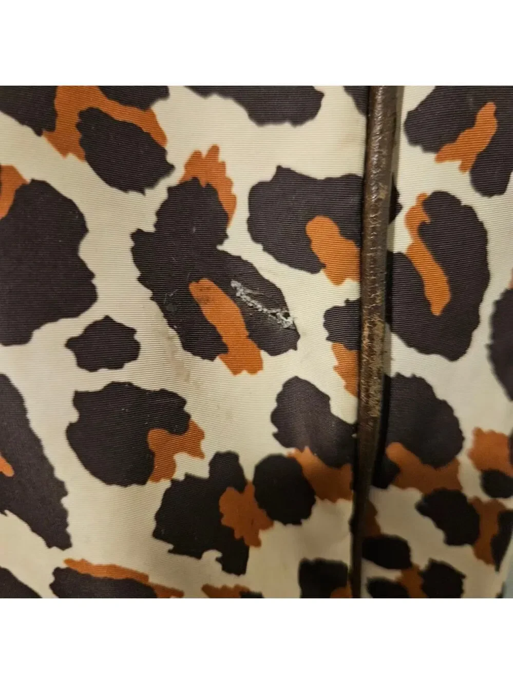Women's Tory Burch Leopard Print Large Tote Bag Rope Handles Brown Beige